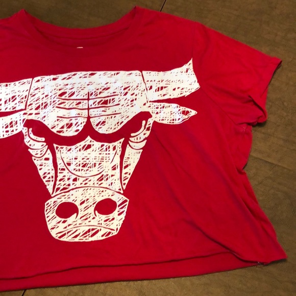 NBA Chicago Bulls Red White Cut Off T Shirt L - Picture 3 of 8